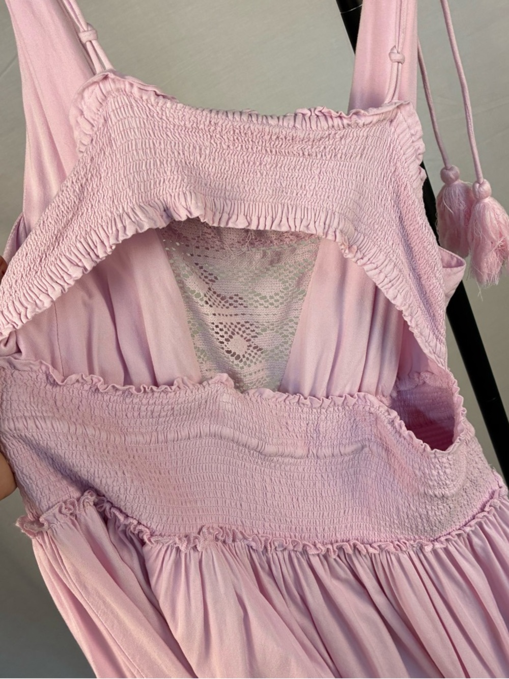 Venus Pink Lace-Up Open Back Maxi Dress L - Picture 7 of 10